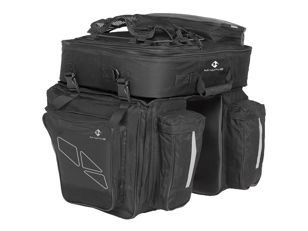 Cykeltasker M-Wave Amsterdam Triple - Cykeltaske Til Bagagebærer - Toptaske + 2 Sidetasker - Sort - St - Cykelstellet 3 Cykeltasker M-Wave Amsterdam Triple - Cykeltaske Til Bagagebærer - Toptaske + 2 Sidetasker - Sort - St - Cykelstellet