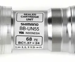 Krankboks & Kranklejer Shimano Krankboks / Bottom Bracket BB-UN55 BSA 113mm/68mm, Firkant - Cykelstellet